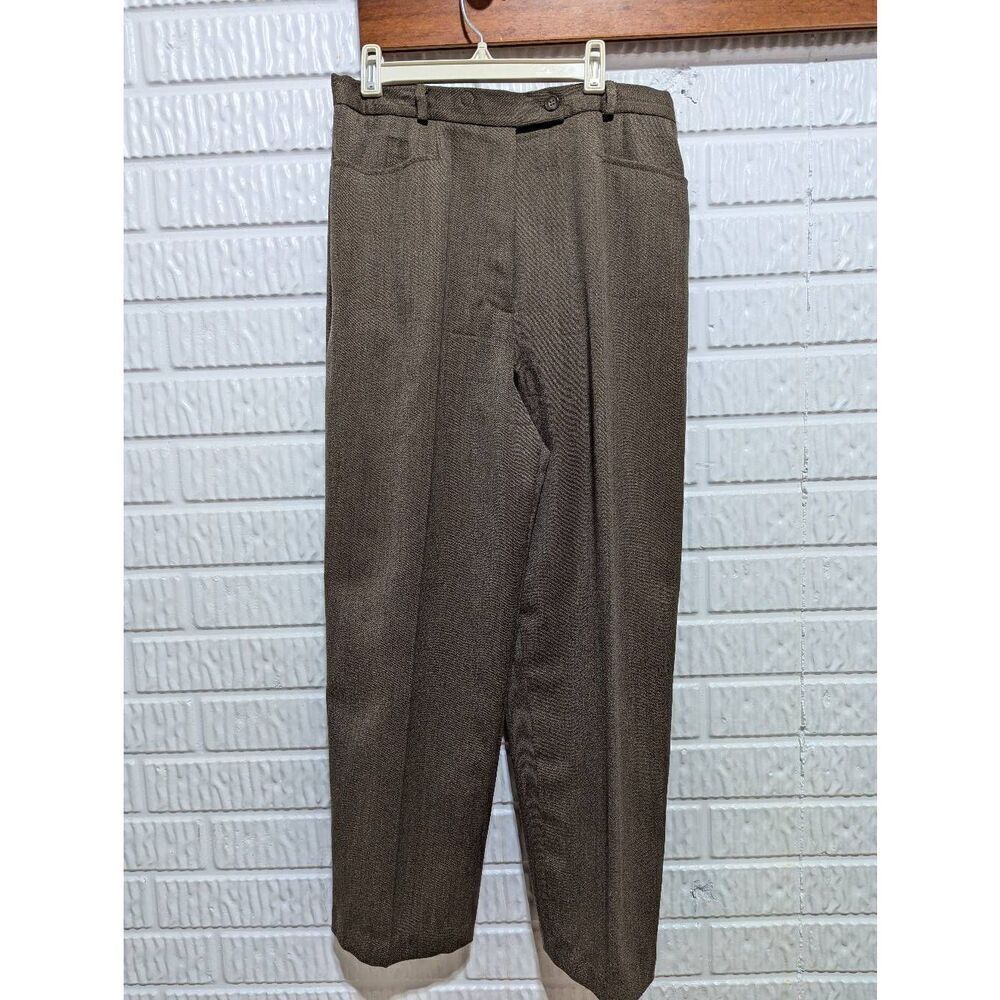 Talbots Women's Brown Solid Mid-Rise Lined Pure Wool Dress Pants Size 10